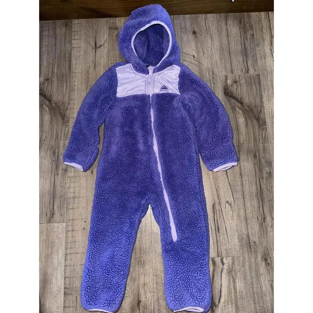 Girl's Purple Snow Suit 24‎ Months Plush Winter Zip Fleece Hooded 2 Tone Warm